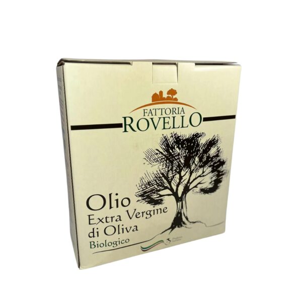 Nährstoffreiches Bio-Olivenöl in Verpackung von Fattoria Rovello.