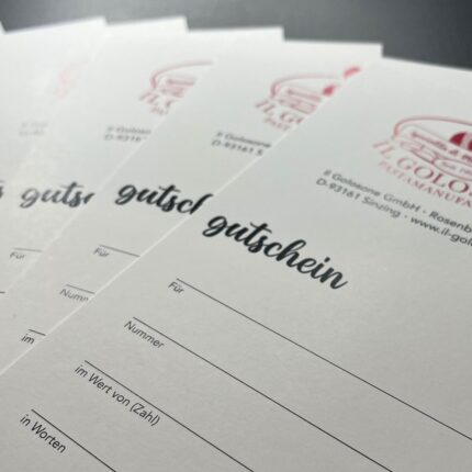 Gutscheine von Il Golosone Restaurant, italienisches Essen, perfekt für Geschenkanlässe.