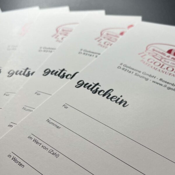 Gutscheine von Il Golosone Restaurant, italienisches Essen, perfekt für Geschenkanlässe.