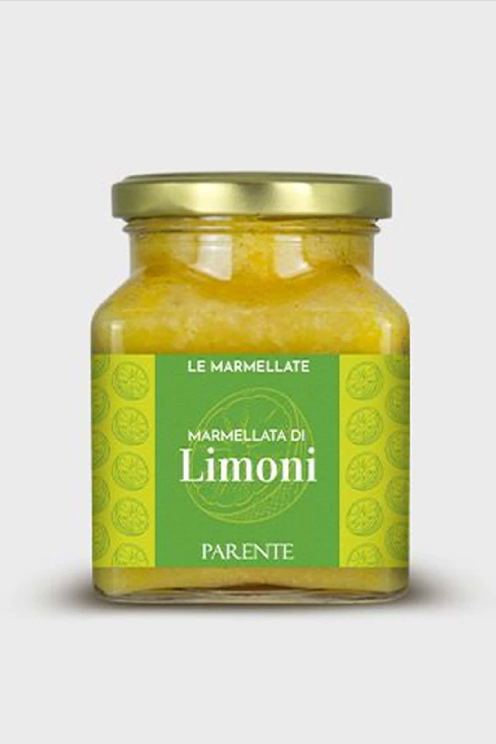 Fruchtige Zitronenmarmelade in Glastiegel für italienische Pasta- und Frühstücksrezepte.