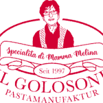 Zukunftsweisendes Logo von Il Golosone mit italienischer Pastamanufaktur in rot.
