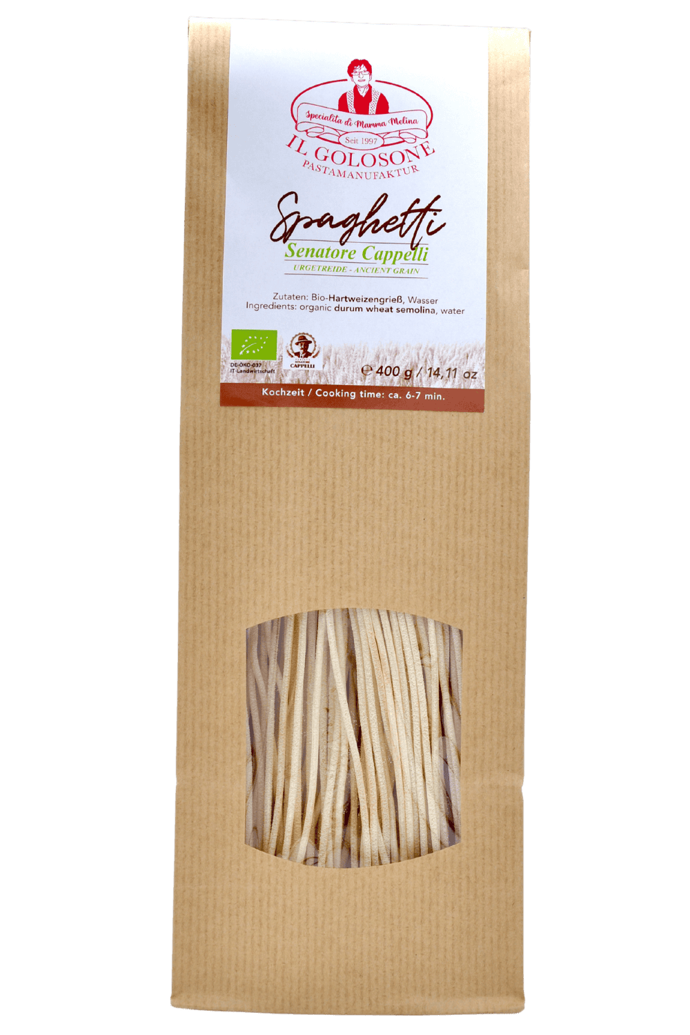 Bio Hartweizengrieß Spaghetti aus alten Bio-Getreidesorten, handgefertigt bei Il Golosone.