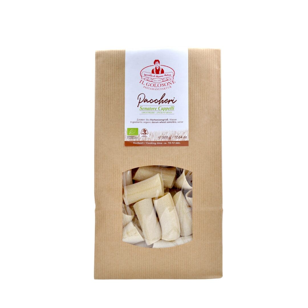 Frischer Paccheri Pasta aus italienischer Pastamanufaktur Il Golosone.