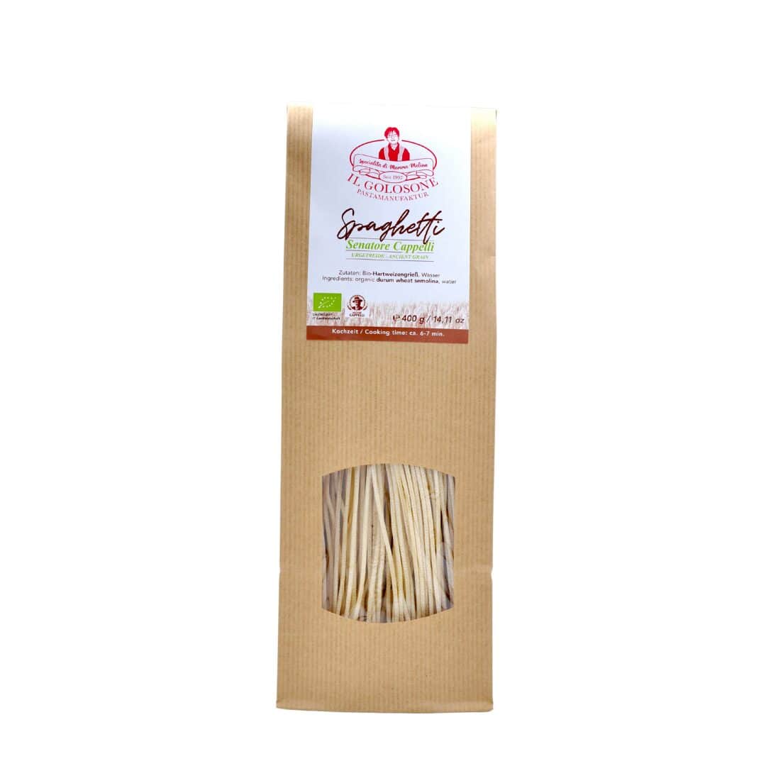 Hausgemachte Spaghetti aus Bio-Hartweizengrieß, italienische Qualität, nachhaltige Pasta.