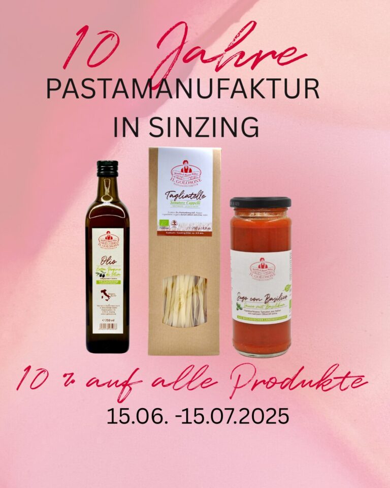 Feines italienisches Pasta, Olivenöl und Tomatensauce von Il Golosone in Sinzing.